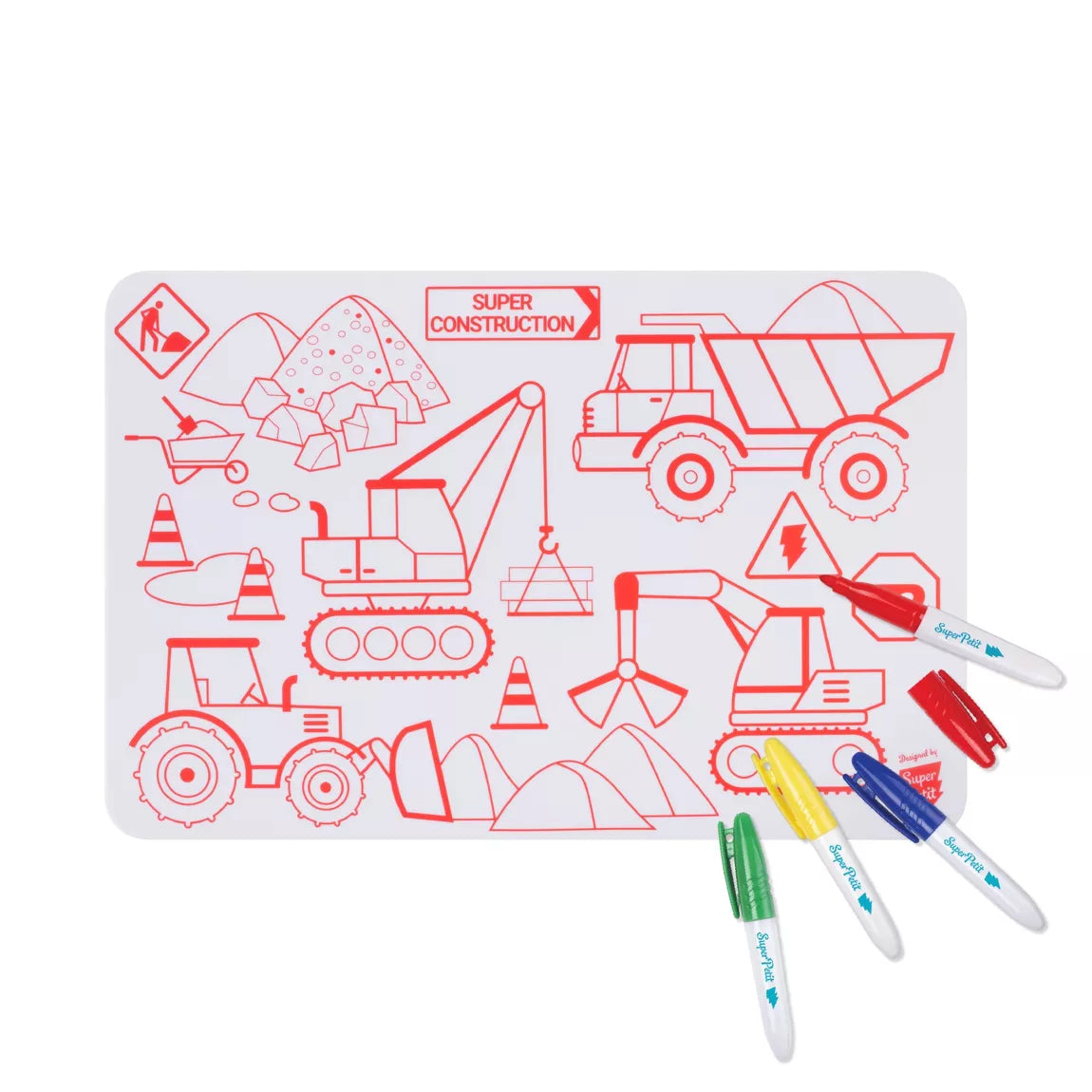 Coloriage nomade réutilisable - SUPER CHANTIER