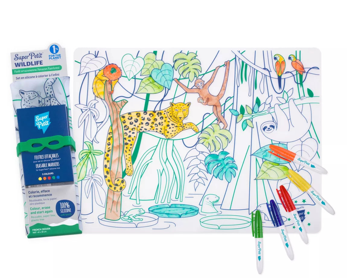 Set de table en silicone à colorier - réutilisable AMAZONIE WILDLIFE